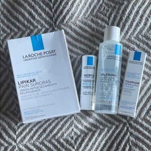 La roche Posay Set soap, micellar water, moisturizer & nutritic lips